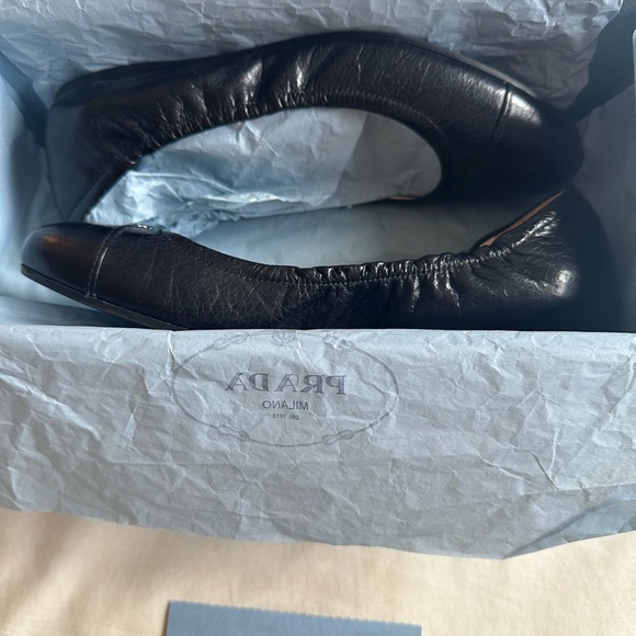 Prada Women's Black Leather Flats - Picture 1 of 6